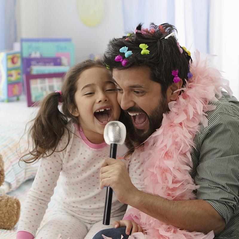 Glittered Microphone Prop Fake Party Microphone Prop For Children Shiny Appearance Pretend Star Toy For Birthday Party