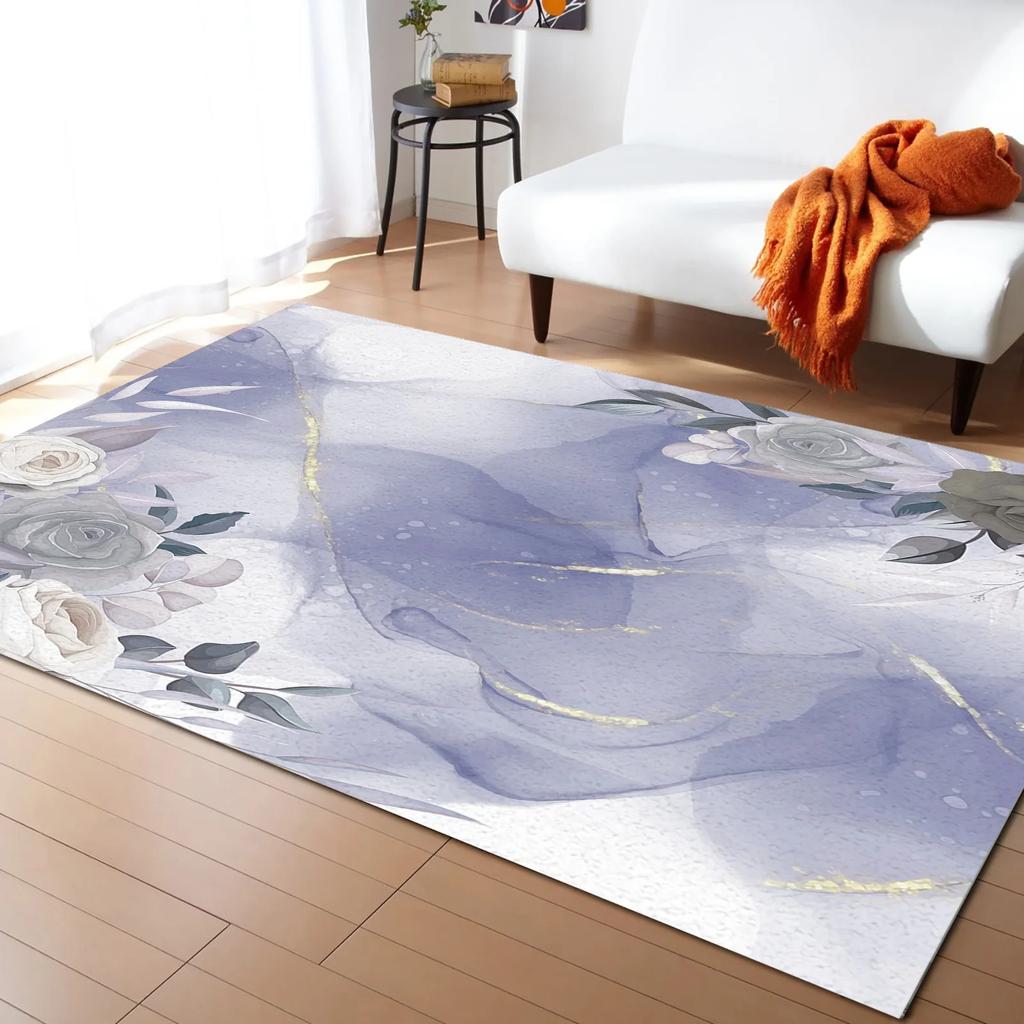 Turquoise Marble Lattice Textured Carpets for Living Room Household Bedside Rug Sofa and Coffee Table Blanket Office Floor Mats