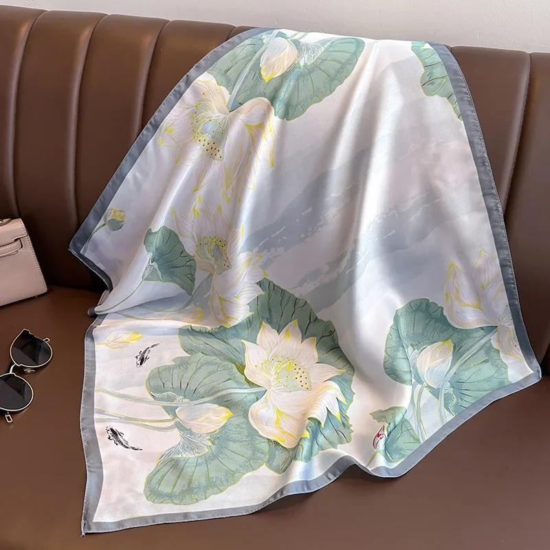 Fashion Scarves for Women Shawl Horse Print Silk Satin Hijab Scarf Female 70*70cm Luxury Brand Square Shawls Scarfs For Ladies