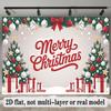 Party Banner Pine Tree Ornaments Bows Christmas Backdrop, Polyester Wall Decor for Celebration & Photos