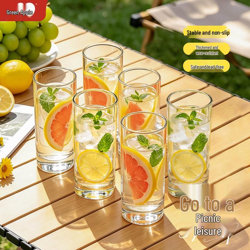 

Green Apple 290ml Heat-Resistant Glass Cup Set (6-Pack)
