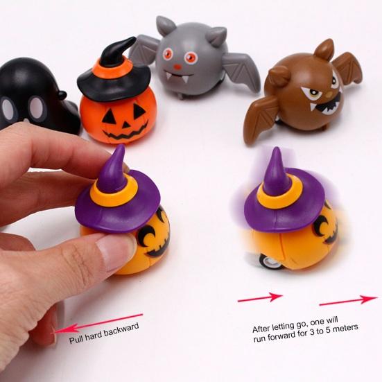 6 Buc Halloween Mașinuță cu Tragere înapoi Jucărie Copii Mici Băieți Fete Mecanism cu Arcuri Mini Desene Animate Dovleac Fantomă Liliac Vehicul Jucărie Favoruri de Petrecere de Sărbători