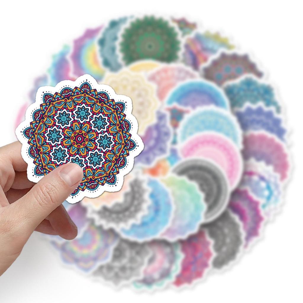 50 Mandala Doodle Retro Creative DIY Waterproof Stickers for Phone Cases and Luggage