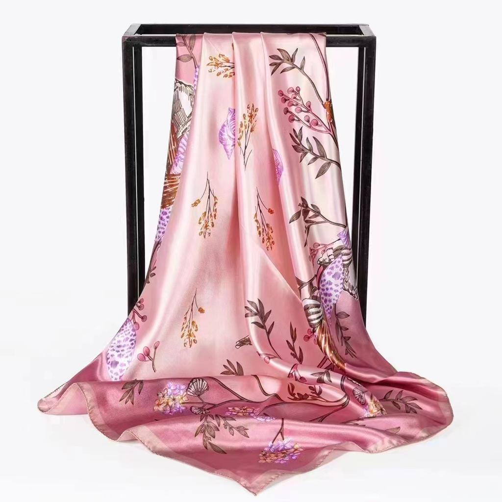 Cashew Flower Satin Square Scarf, Summer Silk Scarf, Thin Shawl, Amazon Foreign Trade Headscarf, Scarf