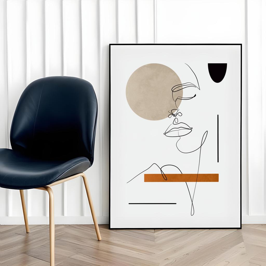 Poster Portrait Boho Modern Line In Black Frame
