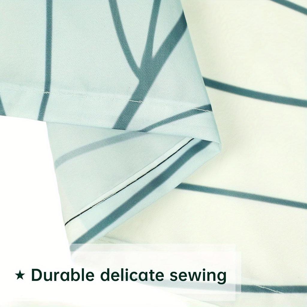 Mid-Century Boho Shower Curtain – Minimalist 3D Leaf Plant Design, Washable Fabric With 12 Hooks For Bath Decor