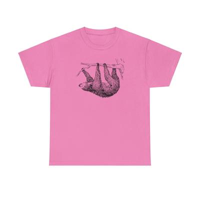 Sloth Hanging On a Tree Branch Unisex Heavy Cotton Tshirt Tops Tee