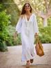 New Women's Cotton Linen Long Sleeve Cardigan Dress for Autumn and Winter