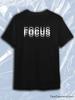 TeeSensation Black Crew Neck Short Sleeve T-Shirt with FOCUS Layered Echo Text Print