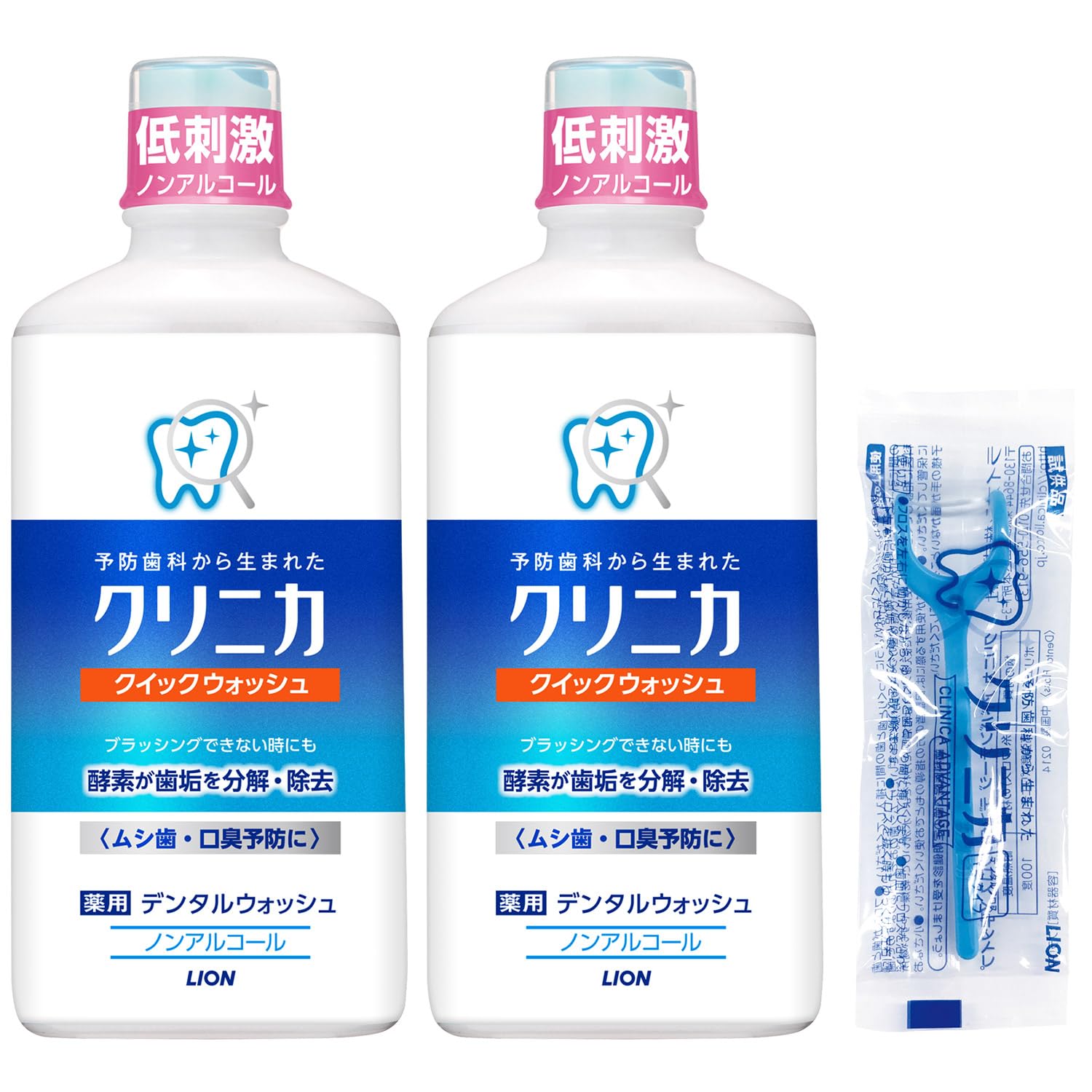 

Clinica Quick Wash 450ml x 2 bottles Floss Included Low Prevents Cavities and Bad Breath [Quasi-drug] Non-Alcohol + Mouthwash, Irritation,