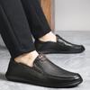 Men's Business Shoes Genuine Leather Soft Moccasins Comfortable Casual Shoes for Men Autumn Solid Black Men Sneakers