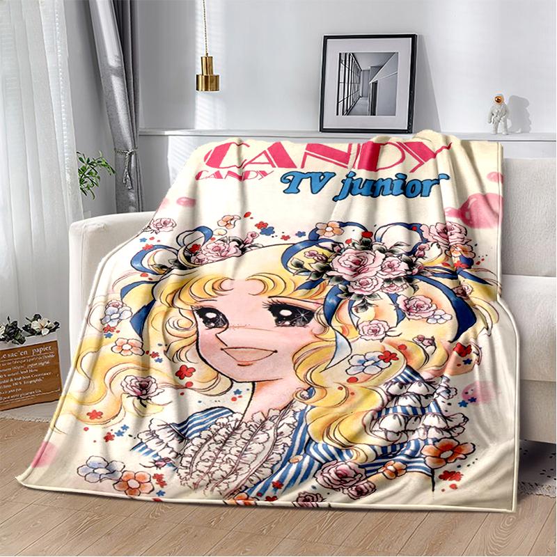 Candy Candy 29 Styl Nowy Retro Kreskówkowa Dziewczyna Anime Miękki Pluszowy Koc, Flanelowy Koc Narzuta do Salonu Sypialni Sofa Prezent dla Dziecka