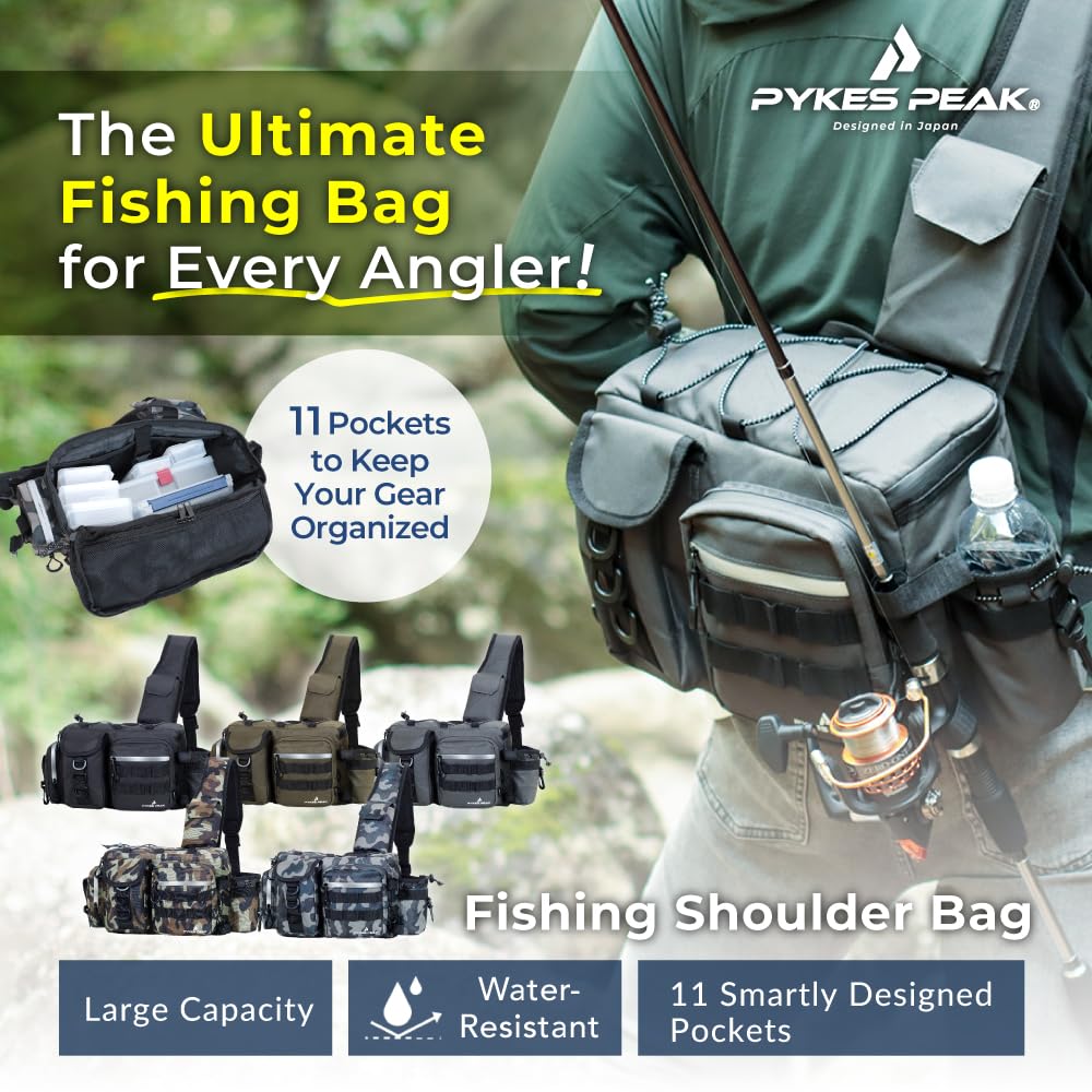 PYKES PEAK Fishing Tackle Run Gun 2 5 Waterproof Large 6 Fishing Shoulder Large Bag, Bag, & Bag, Sizes, Colors, Zipper, Capacity, Carabiners, Bag,