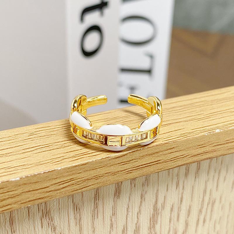 Xiaoxiangfeng Enamel Dripping Oil Opening Ring, High-End Sense, Fashion Niche Temperament, Light Luxury Index Finger Ring, Female
