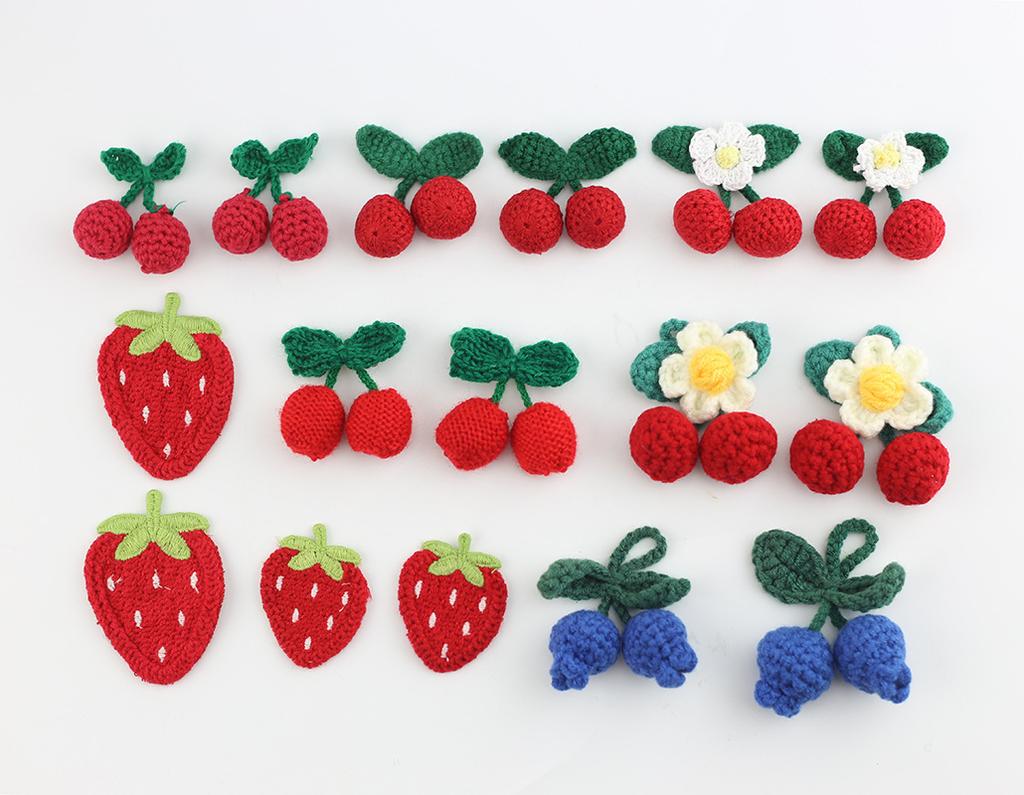 Woven Imitation Hand Hook Water-soluble Embroidery Strawberry Cloth Patch Clothing Bag Hairpin Decoration DIY Patch Accessories