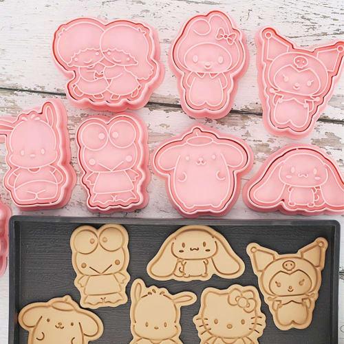 Set de 8 forme pentru fursecuri, Set de forme pentru fursecuri 3D, Formă pentru fursecuri de tip presă pentru copt, Perfect pentru bucătărie, cutii de prânz, handmade, cadouri de ziua de naștere și