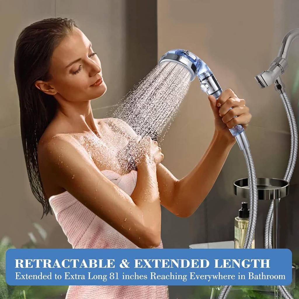 Expandable Shower Hose, 69 Inches Extra Long for Bathing & Toilet Cleaning, Leakproof Flexible Hose Extension with Adjustable Holder