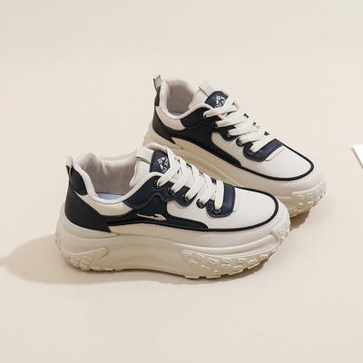 Ins Korean Version Leather Low-top Dad Shoes Girl 2025 Spring New Breathable Student Sports Increase Leisure HY912