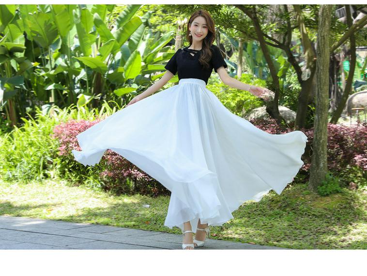 Elegantná šifónová swingová sukňa A-linie so 720-stupňovým vzorom pre moderný tanec a tanec Xinjiang