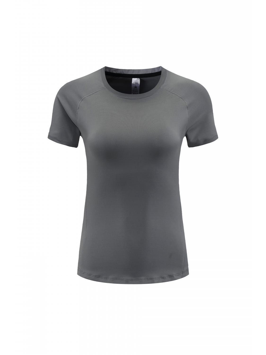 Women s Breathable Moisture-Wicking Casual Outdoor Sports Short Sleeve Yoga Top S серый