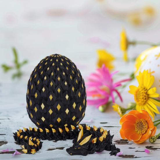 3D Printed Dragon Egg Figurine Movable Joints Luminous Loong Figure Fidget Toy Dragon Egg with Articulated Dragon Inside Decoration Ornament