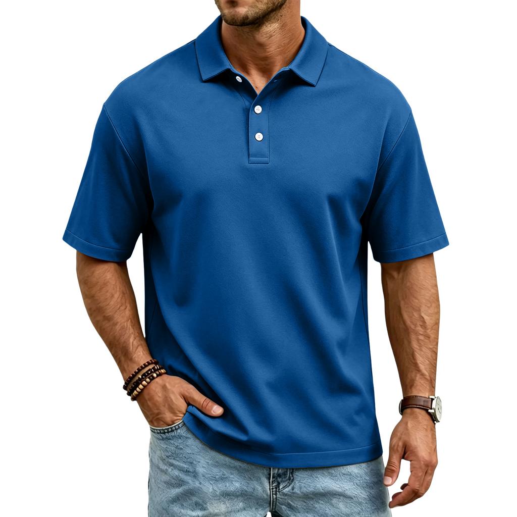 Men's Casual Quick Dry Mesh Golf Polo Shirt Short Sleeve Lightweight Breathable Classic Fit Button Down Collar Top for Sports Outdoor Activities