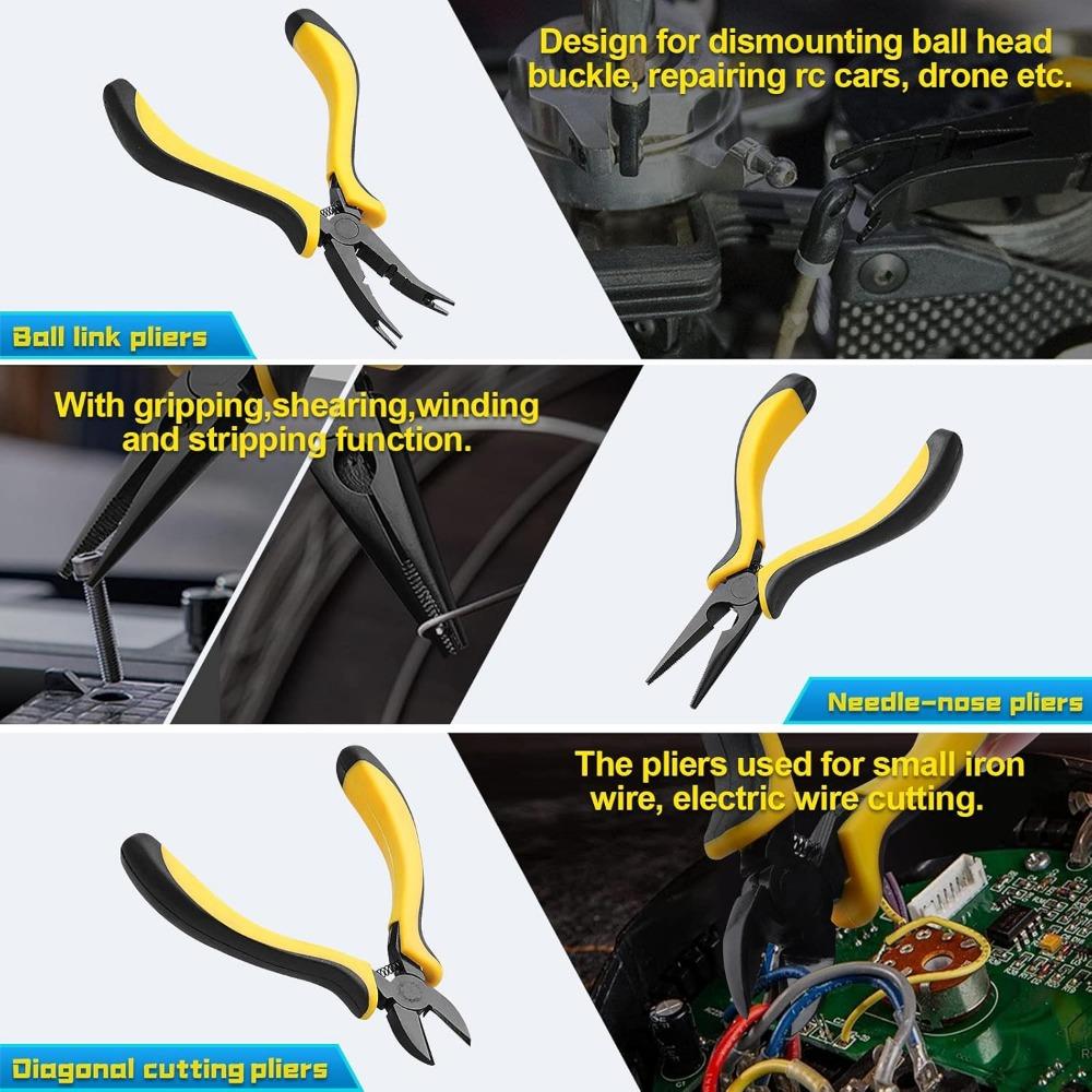 12Pcs RC Car Tools Kits Screwdriver Set (Hex, Phillips, Flat) Pliers Socket Wrench Hobby Tools Kits for Traxxas Arrma RC Car Dro