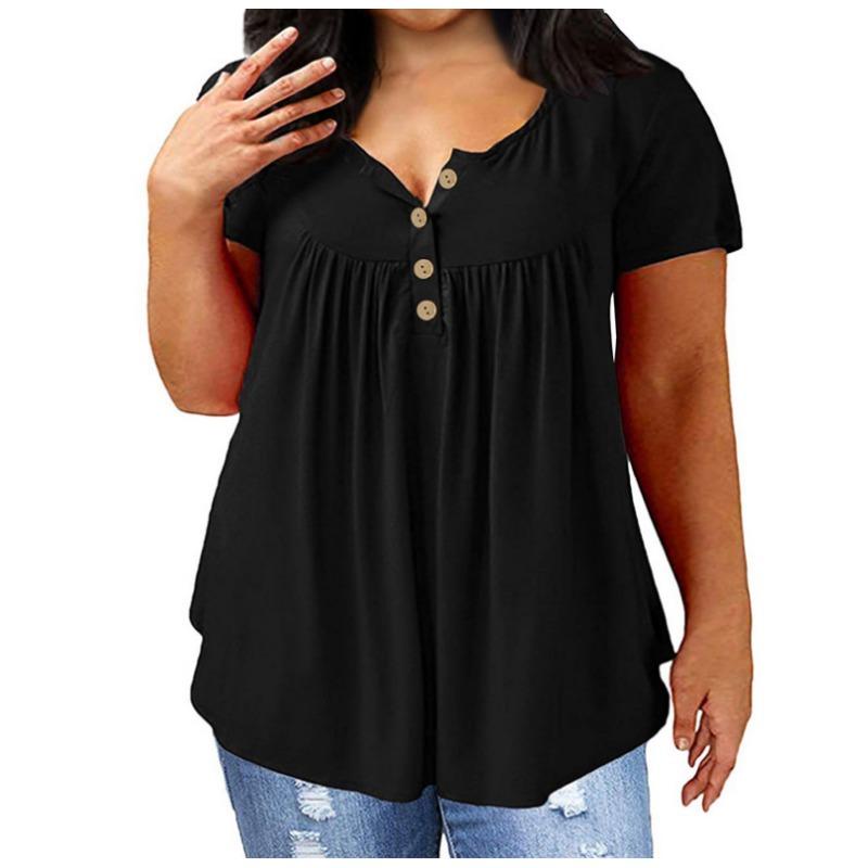 

Женские футболки большого размера, облегающие живот, свободного кроя, с короткими рукавами XS чёрный