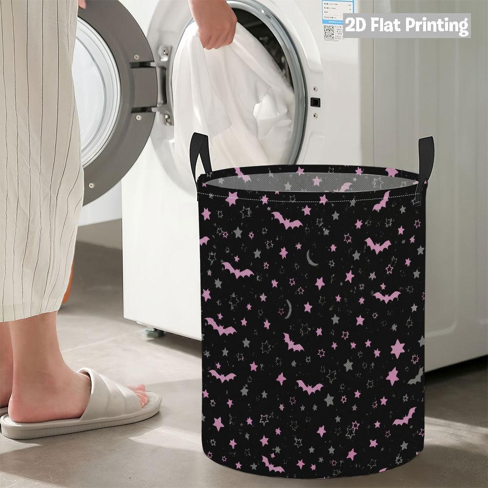 Collapsible Laundry Basket Large Round Waterproof Fabric Hamper Dirty Clothes Storage Bin Toy Organizer with Handles