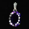925 Sterling Silver Purple Sapphire 27.15 Ct Natural Oval Pendant CERTIFIED Gems