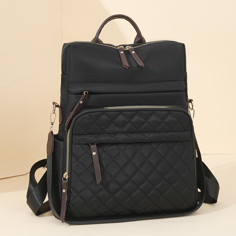 Rhomboid Embroidery Backpack Women's Backpack Large Capacity Water-repellent Travel Backpack