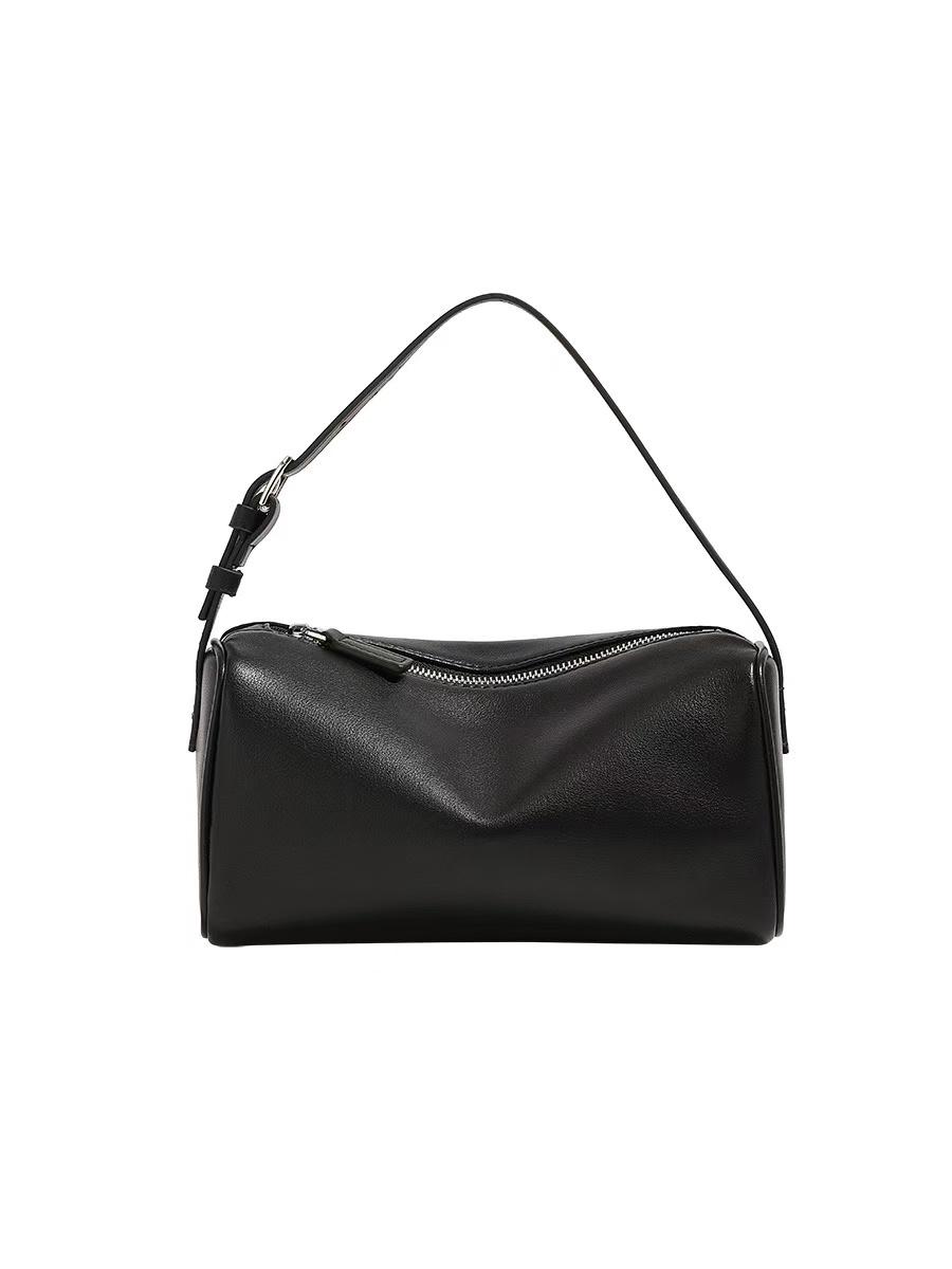Sac à main en cuir de vachette première couche de luxe niche, Sac bandoulière polyvalent, Sac trousse à crayons en daim années 90, Sac bandoulière pour femme noir