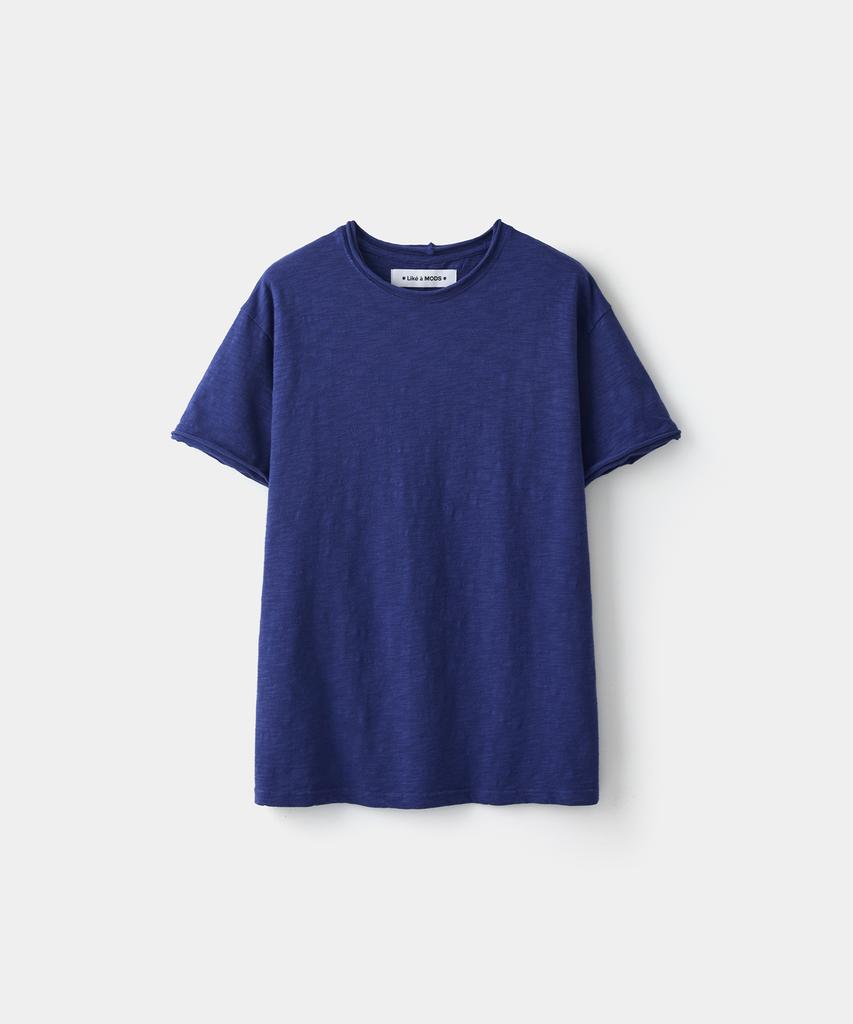 Laikeueomojeu Cutoff One-Wash Crop Short Sleeve Tee_Blue