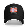 Unisex Baseball Cap Norway NORGE Flag and Font Charcoal Washed Denim Vintage Cotton Dad Trucker Hat