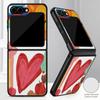 Colorful Leopard Love Heart Case For Samsung Z Flip 8 7 FE 6 5 4 Hybrid Leather Skin Hard PC Bumper Cover For Galaxy Z Flip8 Flip7 Flip6 Flip5
