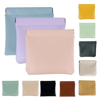 Snap Closure Pouch Faux Leather Mini Cosmetic Bag Waterproof Self-Closing Organizer Pouch for Coin Jewelry Cards Lipstick Keys