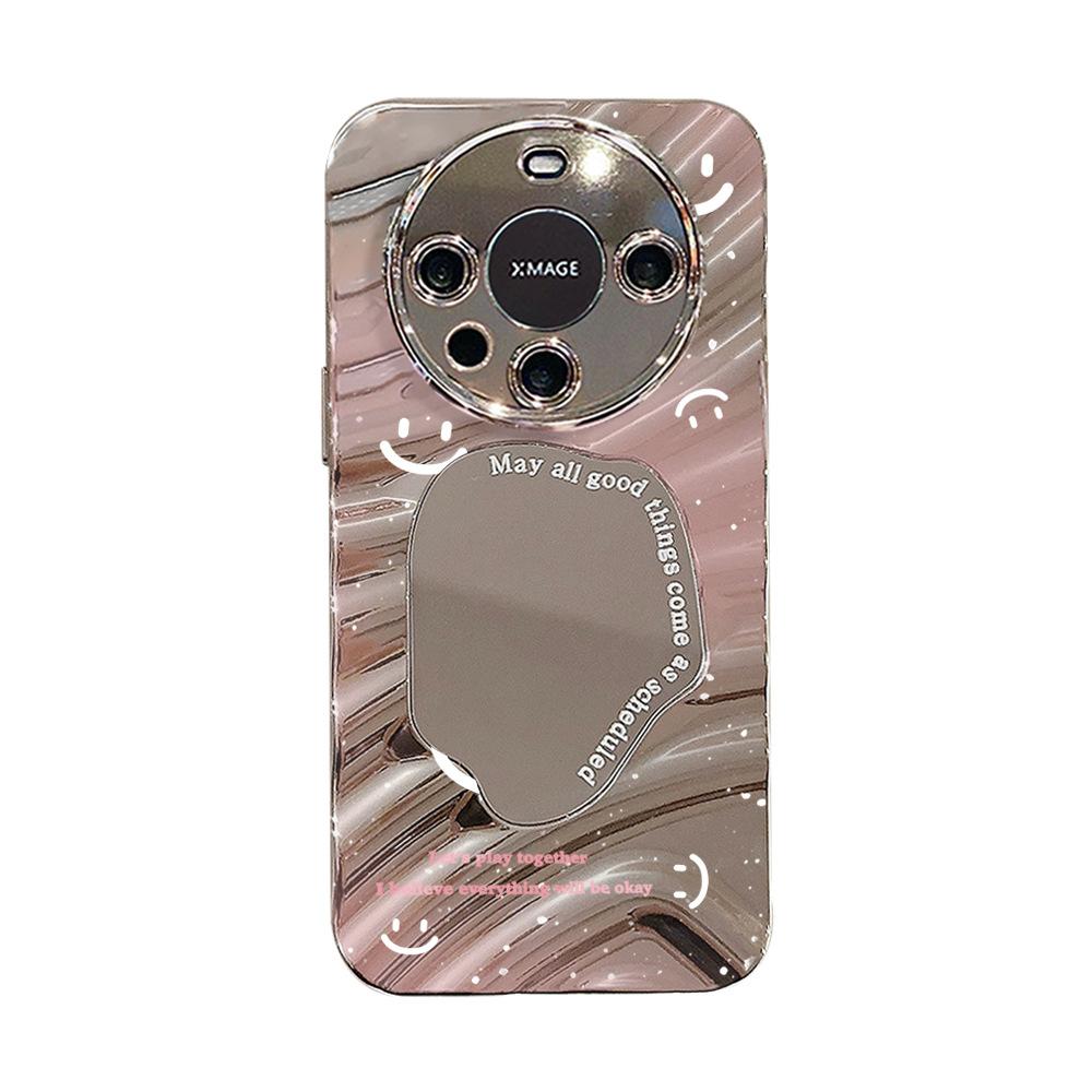 Mirror Phone Case for iPhone 16 11 13 14 for 16 Pro 12 13 15 16 Pro Max for Samsung A15 A16 A35 A55 Cute Cloud Flower Puppy Electroplated Phone Case