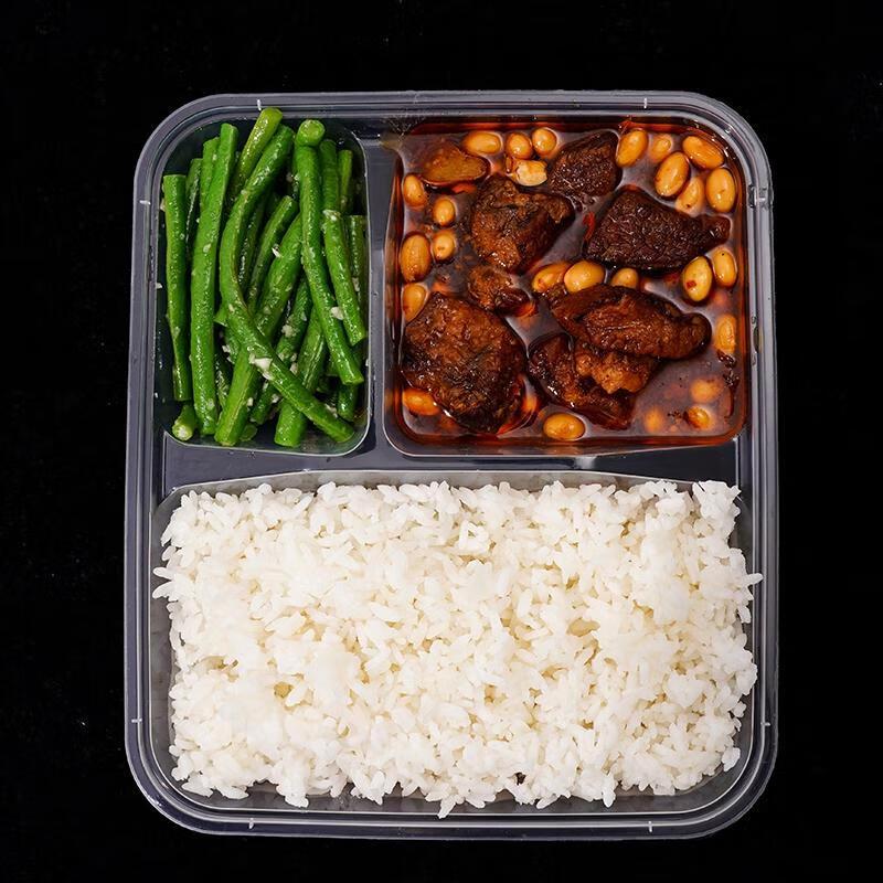 JINGRX Disposable 3-Compartment Meal Prep Containers with Lids