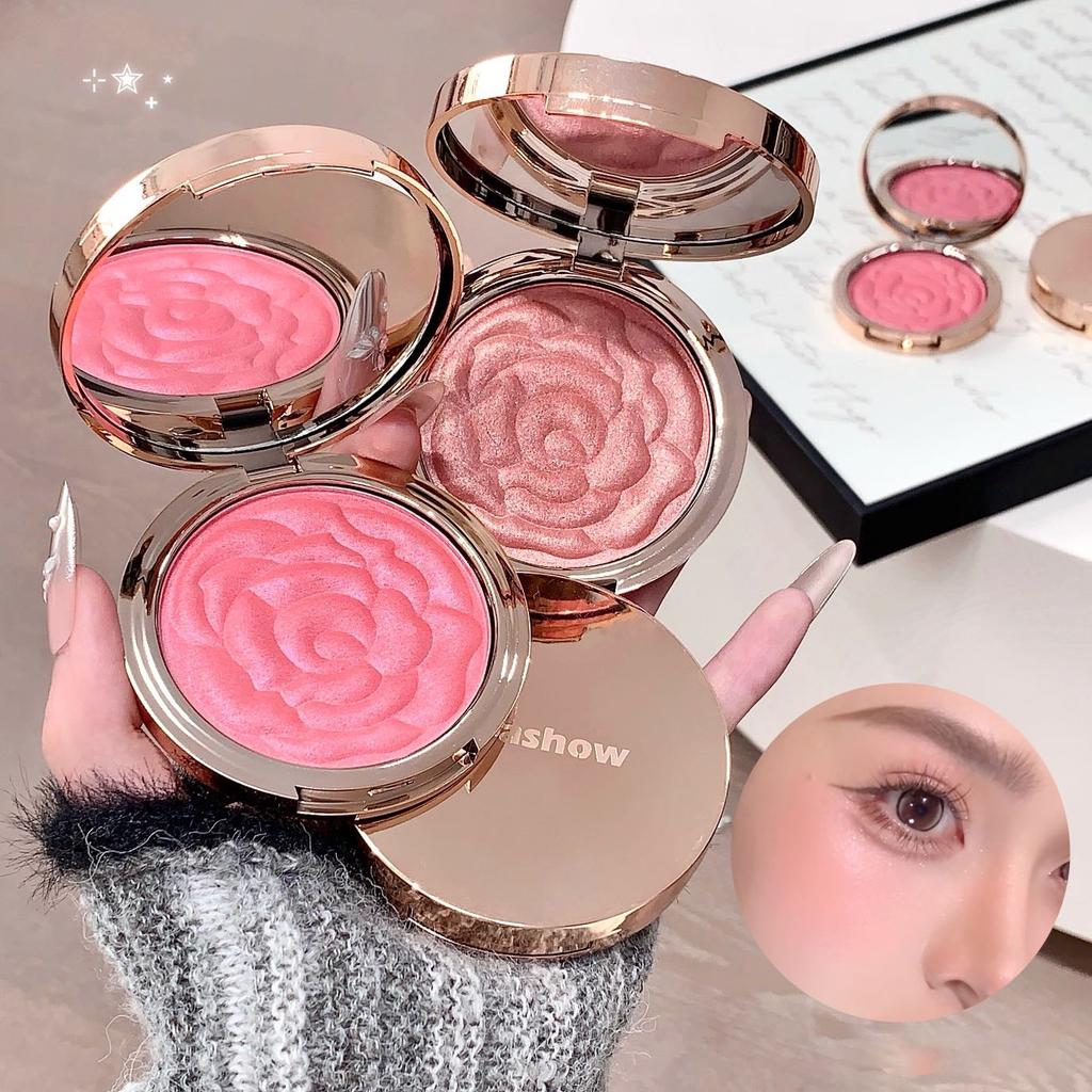 Kakashow Embossed Rose Blush Shimmer Multi- Blush Highlighter Eyeshadow Natural Pigment Atmosphere Makeup