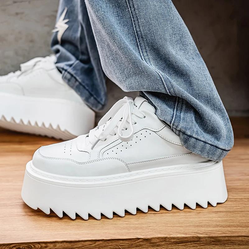 Męskie Sneakersy Gruba Podeszwa Antypoślizgowe Sportowe i Rekreacyjne Modne Męskie Buty Casual Mokasyny Odporne na Zużycie Uniwersalne Okrągły Nosek