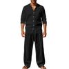 Men's All-season Linen Casual Two-piece Set: Loose-fitting, Comfortable and Breathable, Long-sleeved Top and Trousers