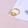 Gold-Plated S925 Sterling Silver Oval Open Ring Setting - Women's Hollow Design Silver Jewelry Accessories