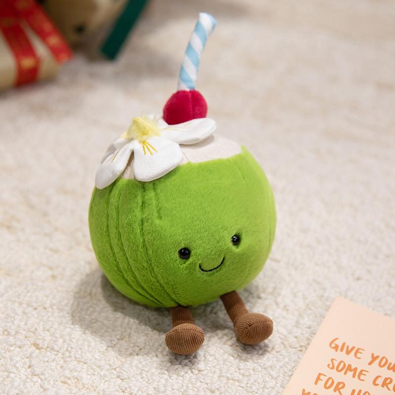 Cute Coconut Doll Green Coconut Plush Toy Wear Flower mango Drink Doll Cloth Doll Children s Gift Female 18cm кокосовый