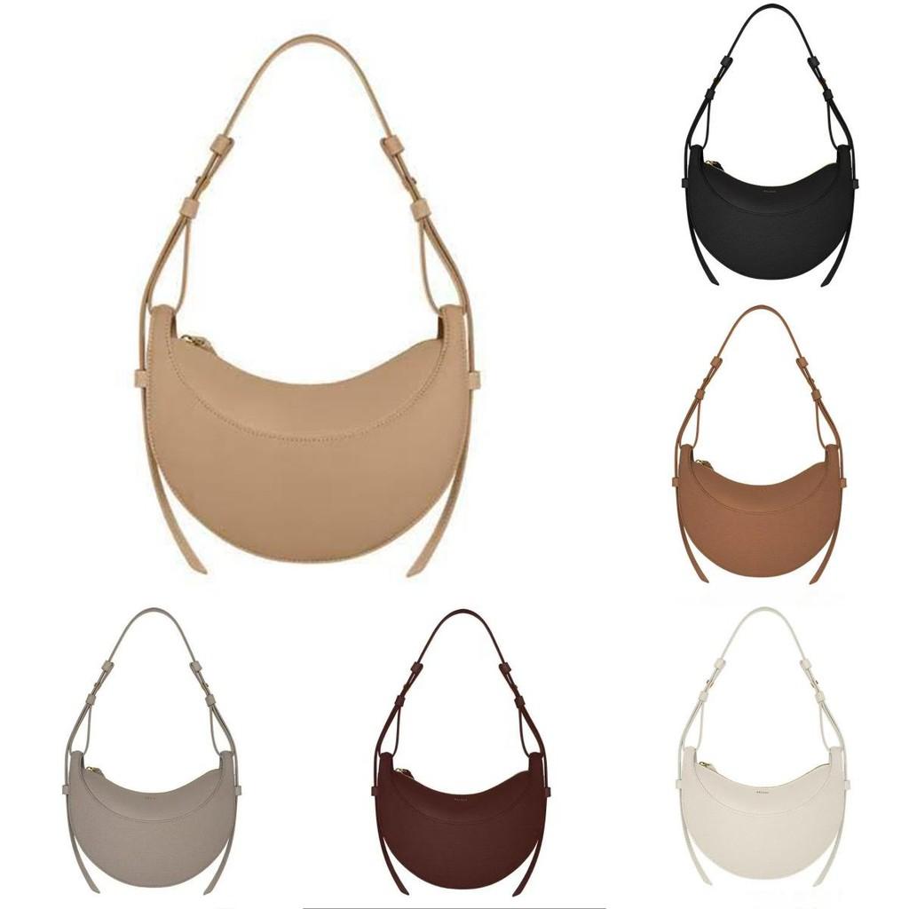 Solid Color Crescent Shaped Shoulder Bag Pu Leather Womens Crossbody Purse For Daily Use