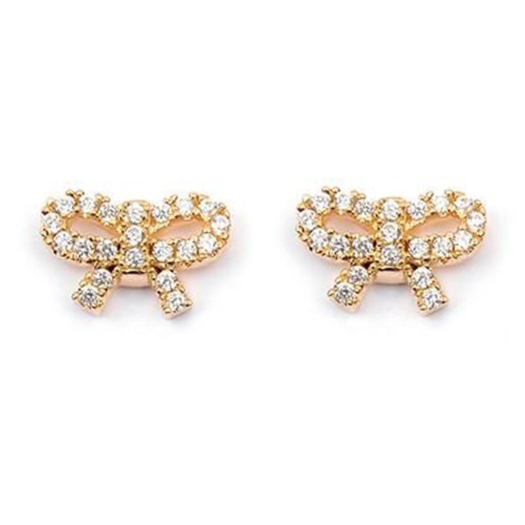 Les Trésors De Lily [M9454] - Gold-plated Earrings 'Romantic Knot' White Gold - 9x6 Mm