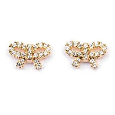 [M9454] - Gold-plated Earrings 'Romantic Knot' White Gold - 9x6 Mm