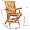 Garden Chairs with Cream Cushions Set of 4 Solid Teak Wood