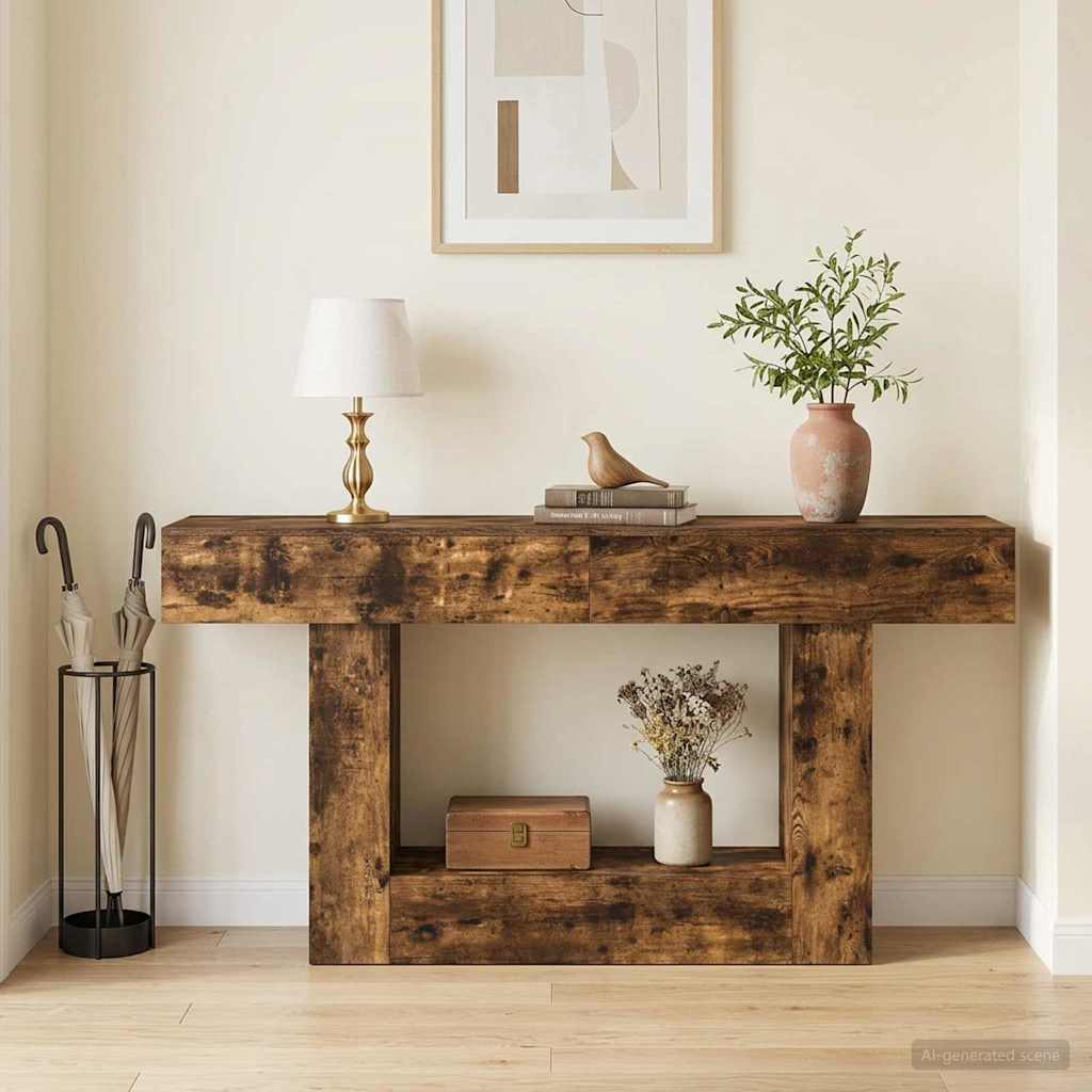 Smoked Oak Console Table 160 x 30 x 74 cm