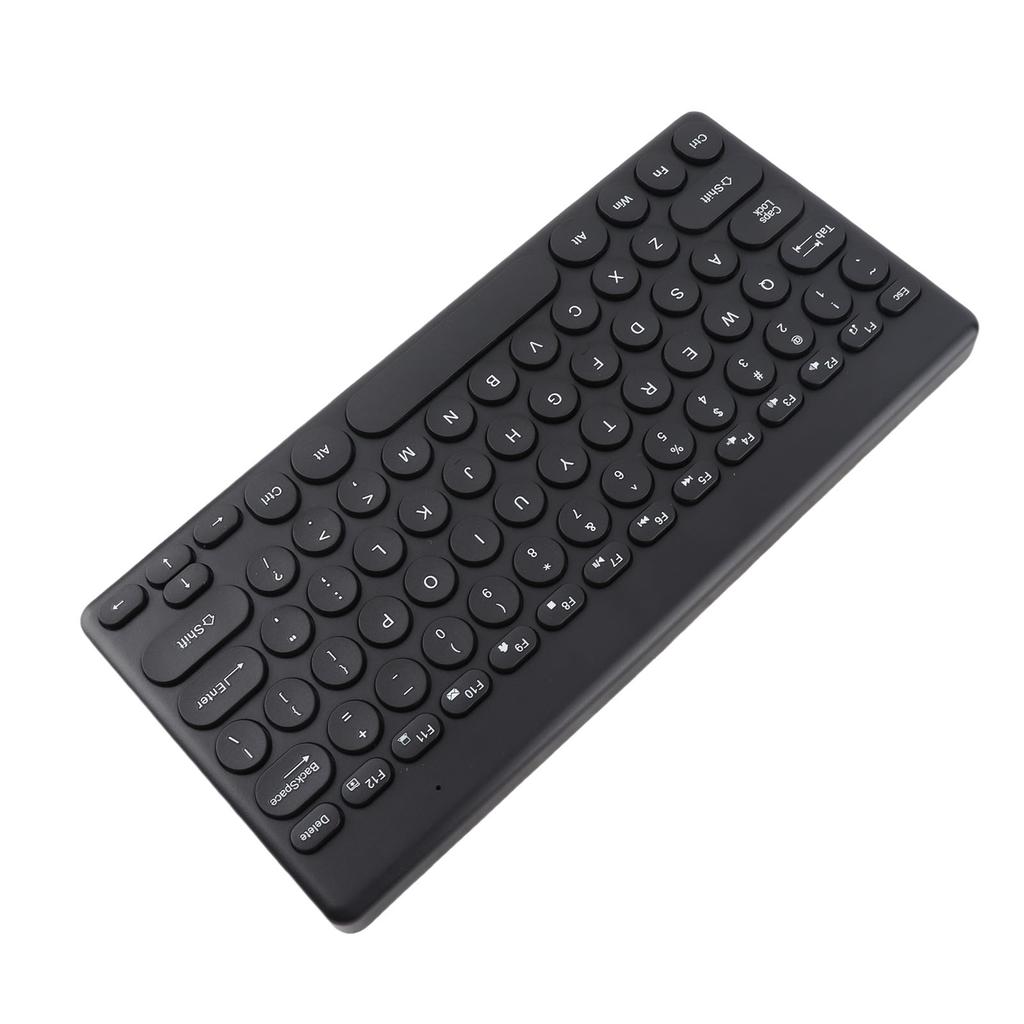 Wireless Keyboard 2.4G 78 Keys Ergonomic Design Portable Slim Power Saving Round Keycaps USB Keyboard