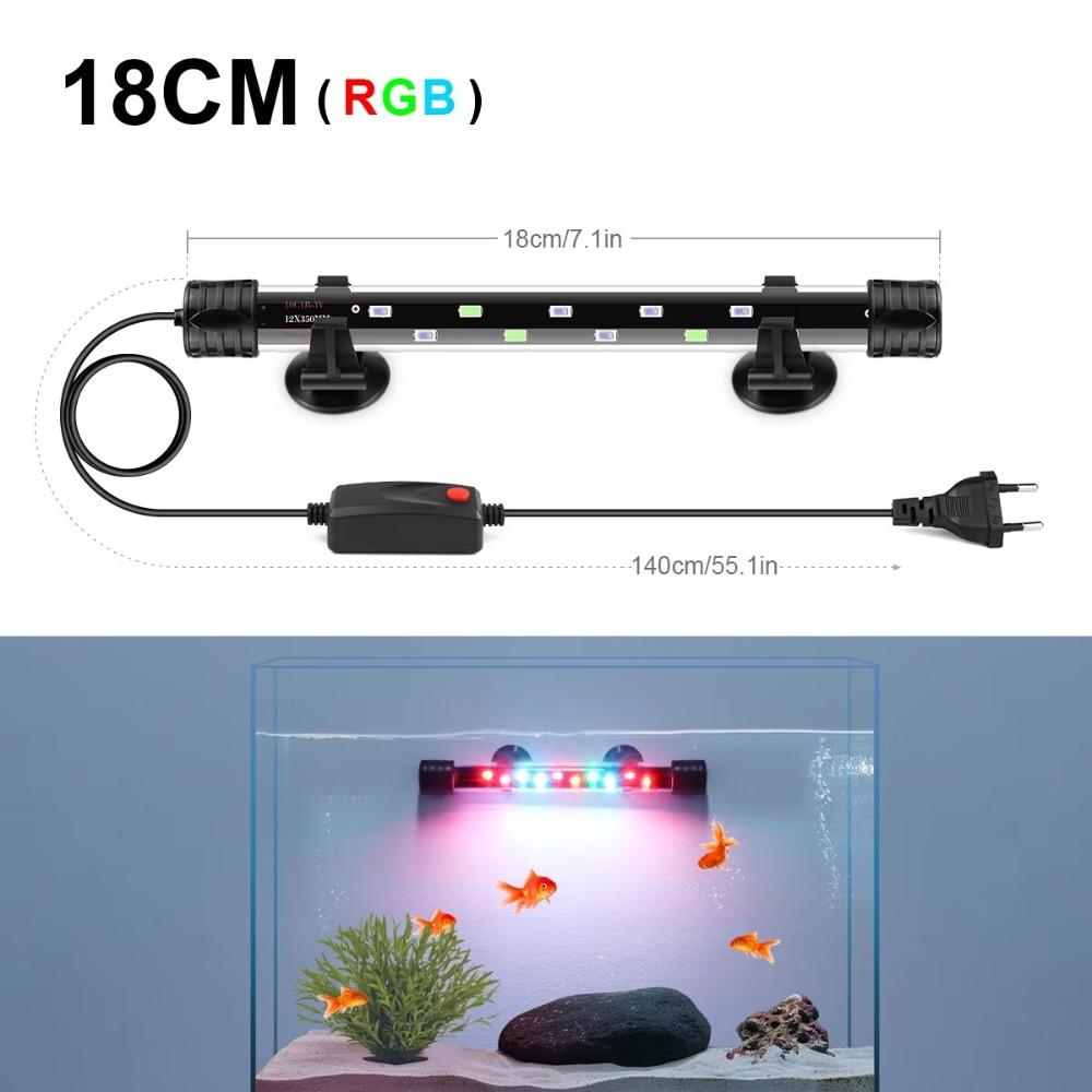 220V nedsenkbar stemningslampe 18-48cm plantevekstlys ny akvarium LED-belysning fisketankdekor